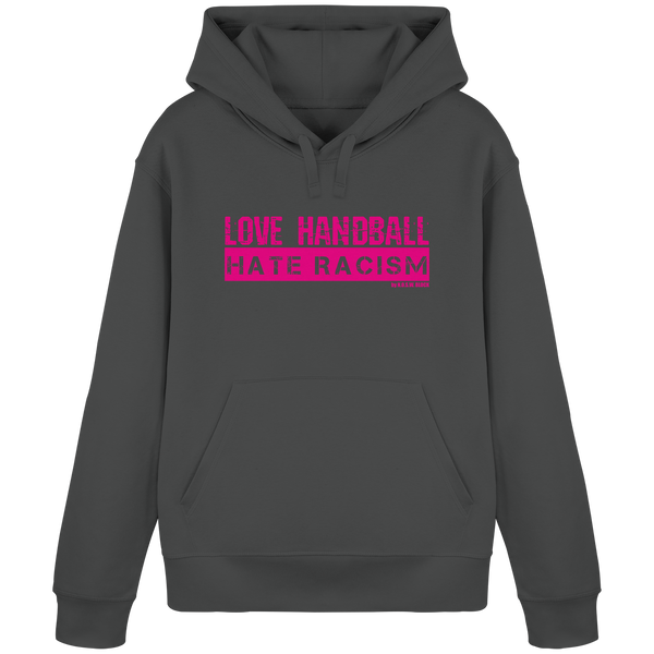 N.O.S.W. BLOCK Handball Hoodie „LOVE HANDBALL HATE RACISM“ – magenta Druck