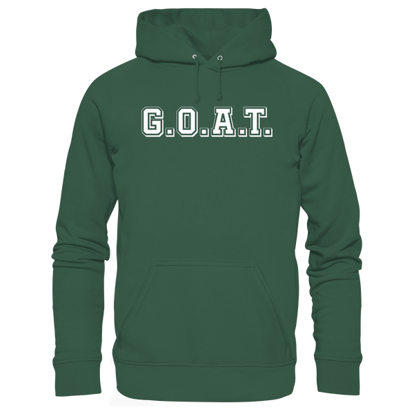 N.O.S.W. BLOCK Fanblock Organic Basic Hoodie „G.O.A.T.“ – bottle green