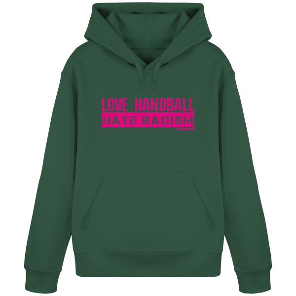 N.O.S.W. BLOCK Handball Hoodie „LOVE HANDBALL HATE RACISM“ – magenta Druck