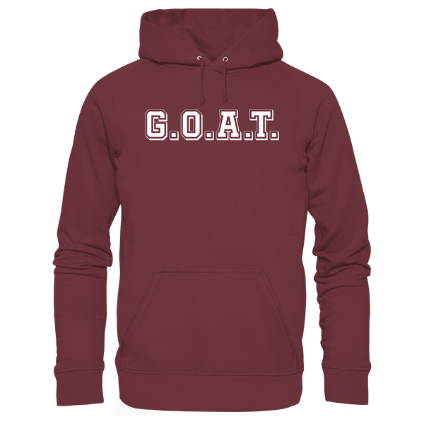 N.O.S.W. BLOCK Fanblock Organic Basic Hoodie „G.O.A.T.“ – burgundy