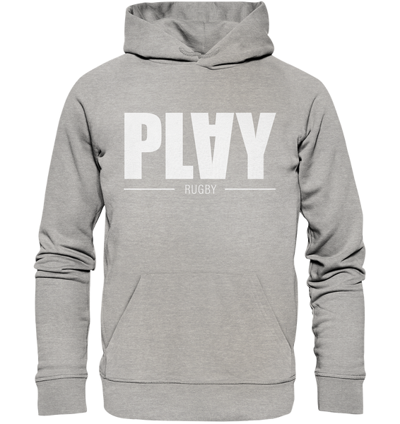 N.O.S.W. BLOCK Fanblock Hoodie "PLAY RUGBY" Organic Basic Kapuzenpullover heather grey