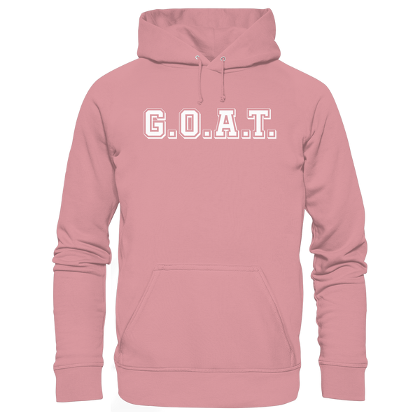 N.O.S.W. BLOCK Fanblock Organic Basic Hoodie „G.O.A.T.“ – canyon pink