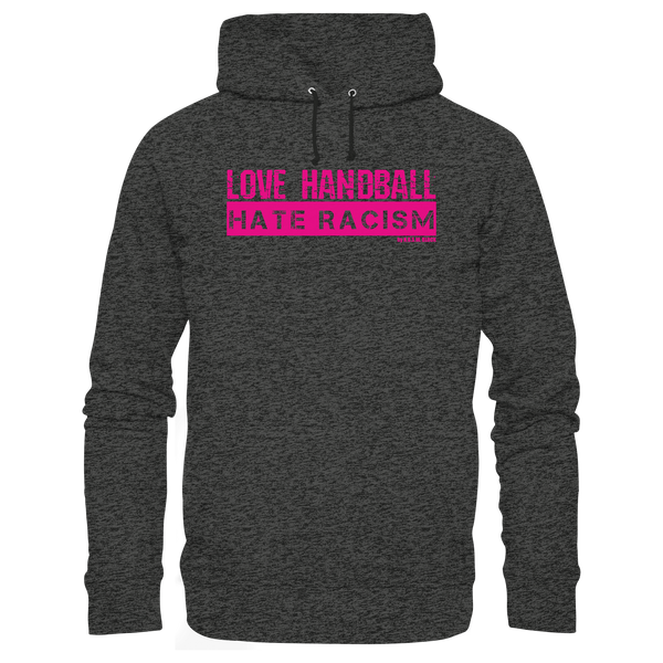 N.O.S.W. BLOCK Handball Hoodie „LOVE HANDBALL HATE RACISM“ – magenta Druck