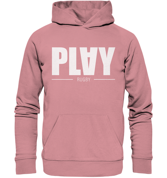 N.O.S.W. BLOCK Fanblock Hoodie "PLAY RUGBY" Organic Basic Kapuzenpullover canyon pink