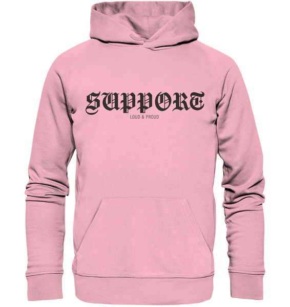 RIOT//GROUNDS Fanblock Hoodie „SUPPORT LOUD & PROUD“ – cotton pink