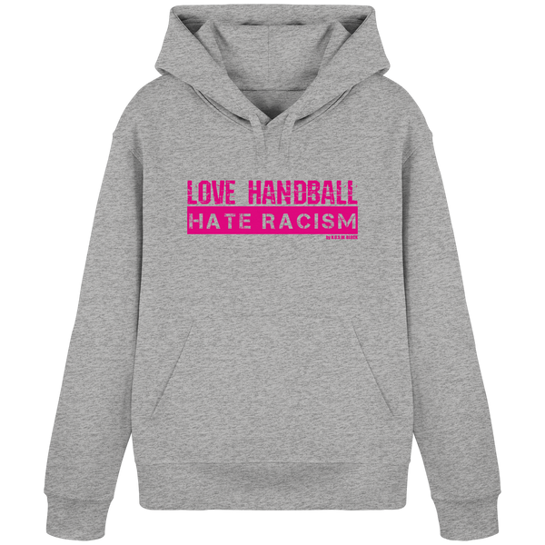 N.O.S.W. BLOCK Handball Hoodie „LOVE HANDBALL HATE RACISM“ – magenta Druck
