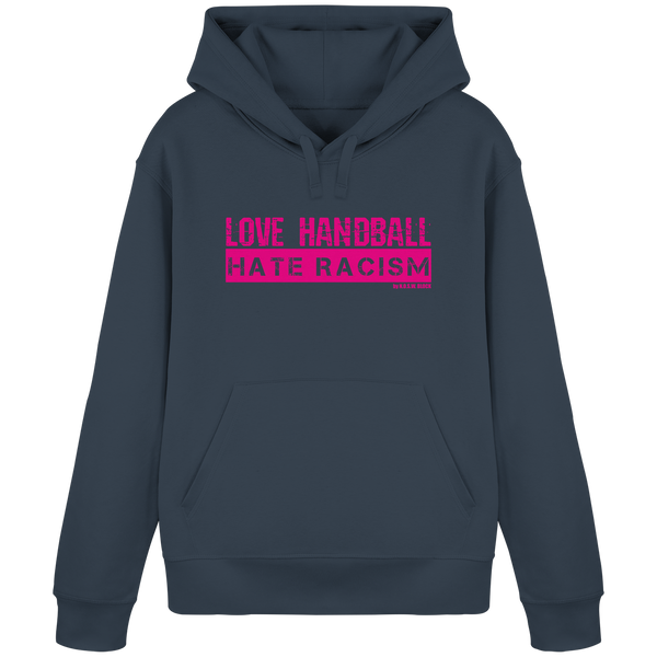 N.O.S.W. BLOCK Handball Hoodie „LOVE HANDBALL HATE RACISM“ – magenta Druck