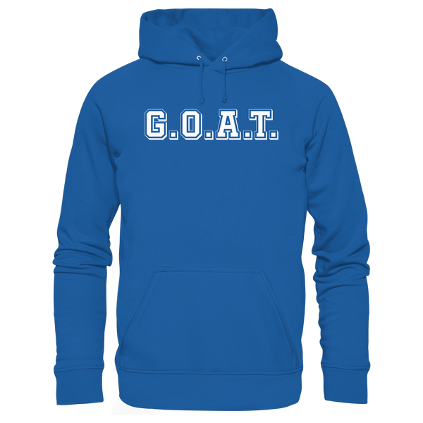 N.O.S.W. BLOCK Fanblock Organic Basic Hoodie „G.O.A.T.“ – royal blue
