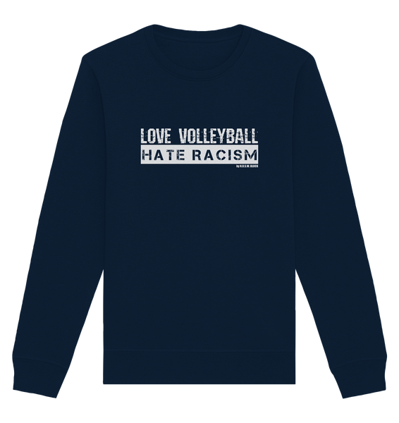 N.O.S.W. BLOCK Gegen Rechts Sweater "LOVE VOLLEYBALL HATE RACISM" Männer Organic Basic Sweatshirt navy