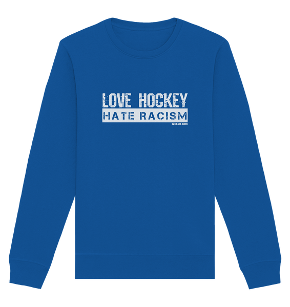 N.O.S.W. BLOCK Gegen Rechts Sweater "LOVE HOCKEY HATE RACISM" Männer Organic Basic Sweatshirt royal blue