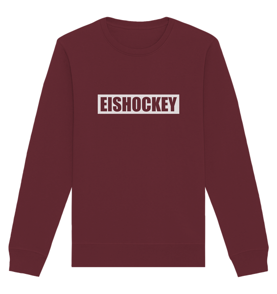 N.O.S.W. BLOCK Teamsport Sweater "EISHOCKEY" Männer Organic Sweatshirt weinrot