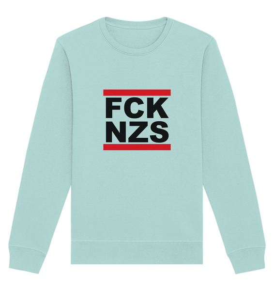 N.O.S.W. BLOCK Gegen Rechts Sweater "FCK NZS" Organic Basic Sweatshirt karibik blue