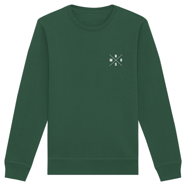 N.O.S.W. BLOCK Gegen Rechts Sweater "HANDBALLFANS GEGEN RECHTS" beidseitig bedruckter Männer Organic Basic Sweatshirt bottle green front