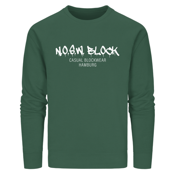 N.O.S.W. BLOCK Sweater "N.O.S.W. BLOCK CASUAL BLOCKWEAR HAMBURG" Männer Organic Kapuzenpullover bottle green