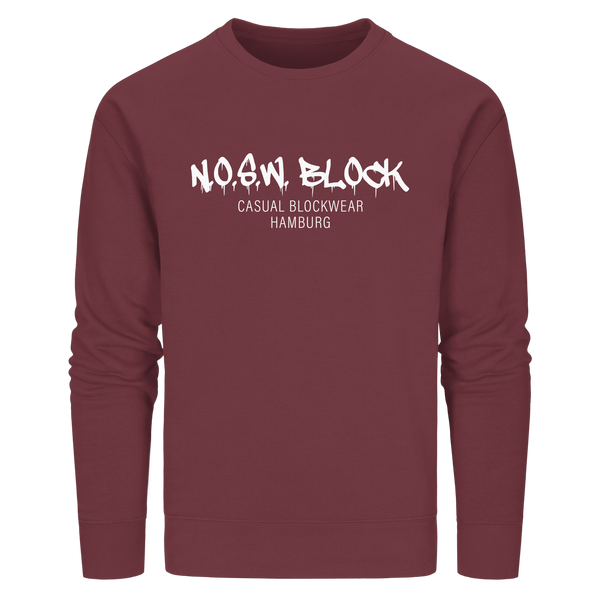 N.O.S.W. BLOCK Sweater "N.O.S.W. BLOCK CASUAL BLOCKWEAR HAMBURG" Männer Organic Kapuzenpullover burgundy