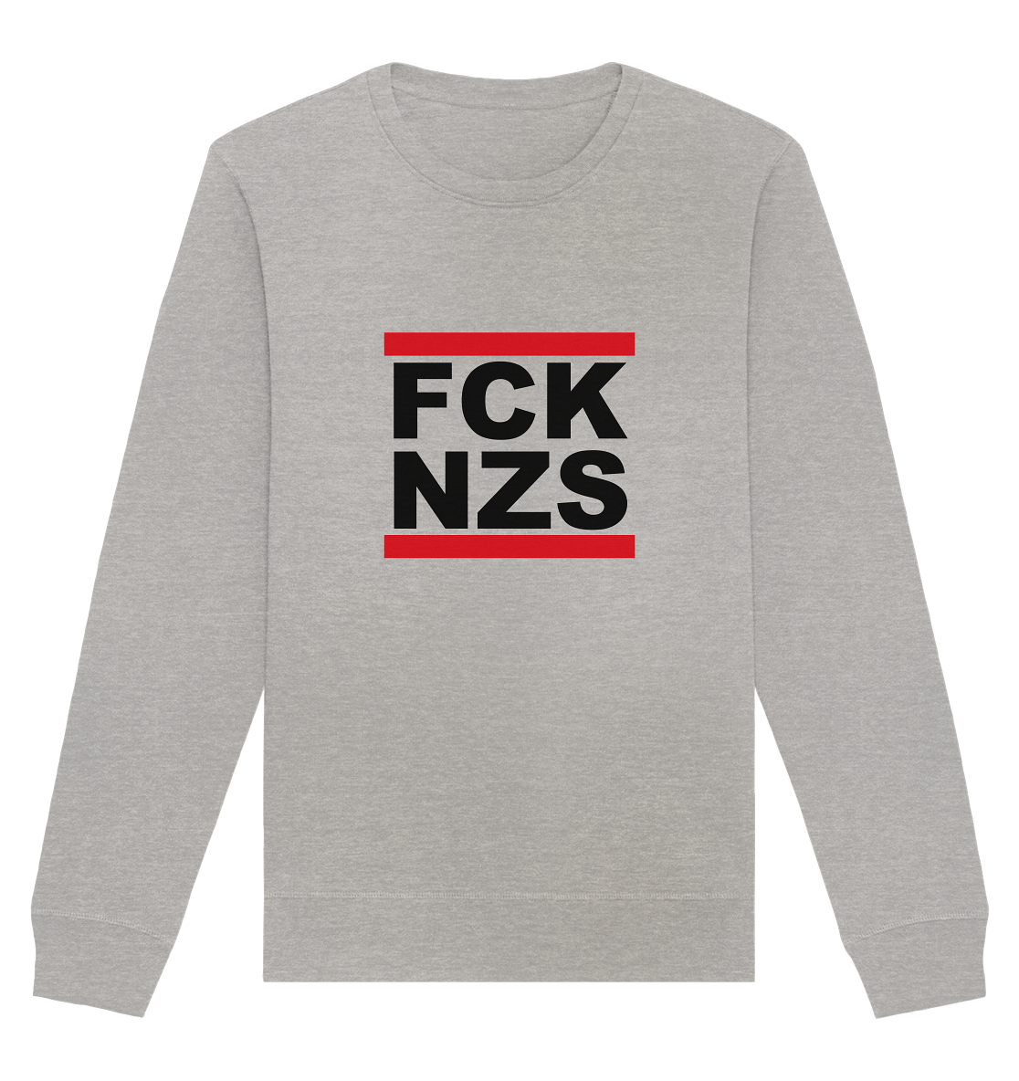 N.O.S.W. BLOCK Gegen Rechts Sweater "FCK NZS" Organic Basic Sweatshirt heather grey