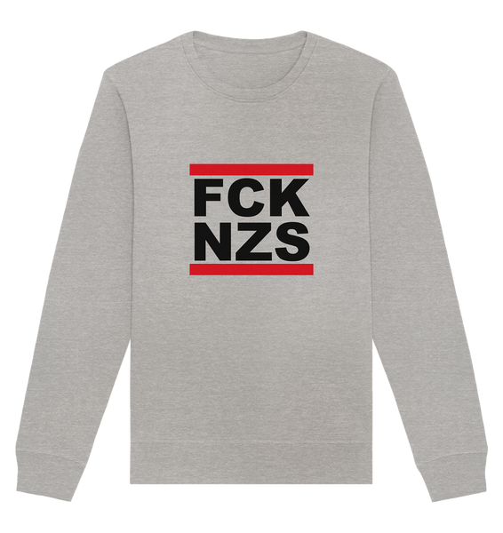 N.O.S.W. BLOCK Gegen Rechts Sweater "FCK NZS" Organic Basic Sweatshirt heather grey