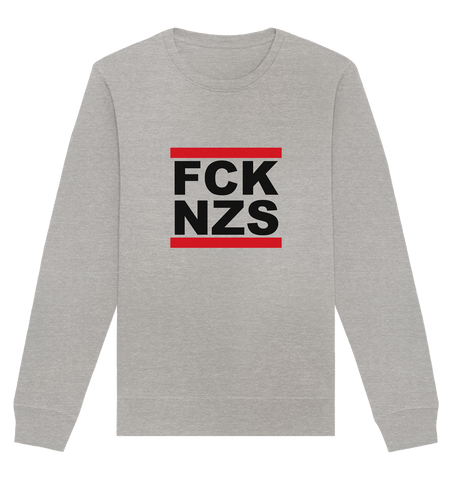 N.O.S.W. BLOCK Gegen Rechts Sweater "FCK NZS" Organic Basic Sweatshirt heather grey