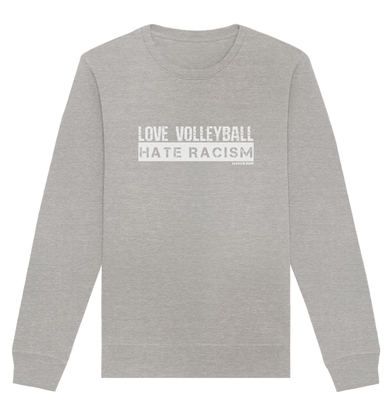 N.O.S.W. BLOCK Gegen Rechts Sweater "LOVE VOLLEYBALL HATE RACISM" Männer Organic Basic Sweatshirt heather grau