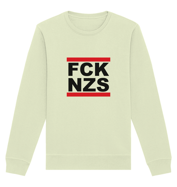 N.O.S.W. BLOCK Gegen Rechts Sweater "FCK NZS" Organic Basic Sweatshirt stem green