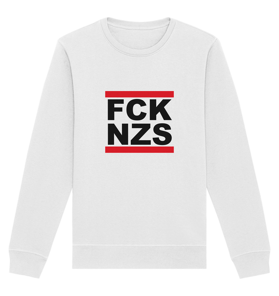 N.O.S.W. BLOCK Gegen Rechts Sweater "FCK NZS" Organic Basic Sweatshirt weiss