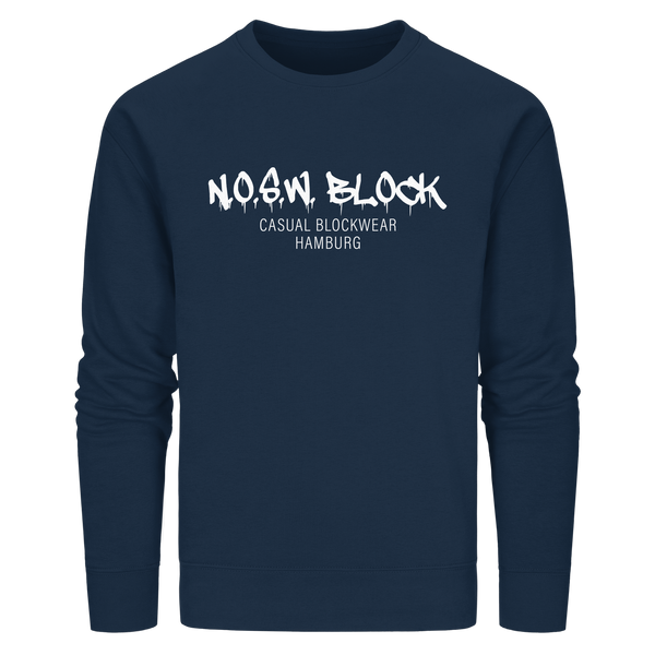 N.O.S.W. BLOCK Sweater "N.O.S.W. BLOCK CASUAL BLOCKWEAR HAMBURG" Männer Organic Kapuzenpullover french navy