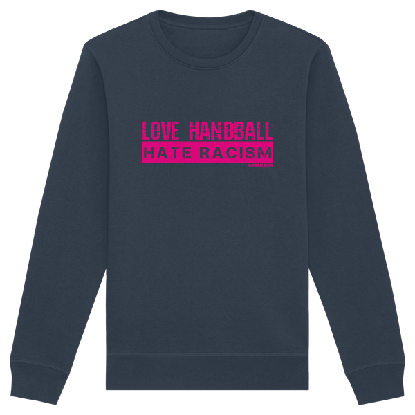 "LOVE HANDBALL HATE RACISM" magenta - Organic Basic Unisex Sweatshirt