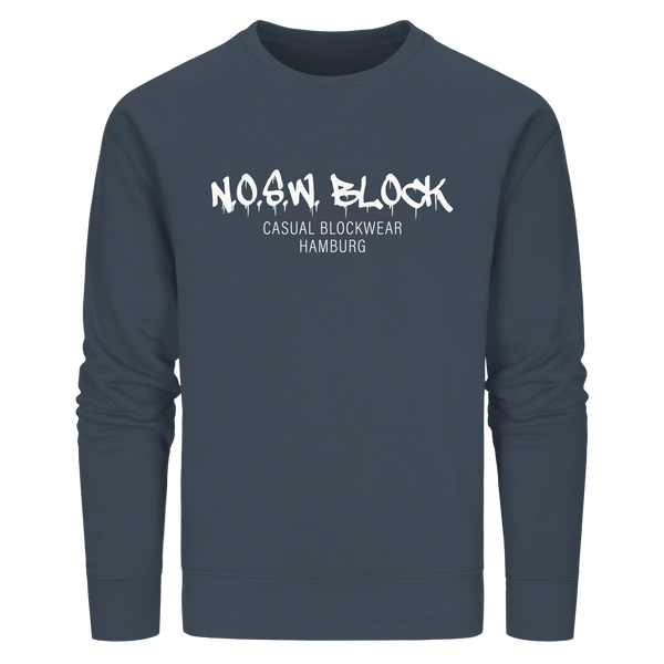 N.O.S.W. BLOCK Sweater "N.O.S.W. BLOCK CASUAL BLOCKWEAR HAMBURG" Männer Organic Kapuzenpullover india ink grey