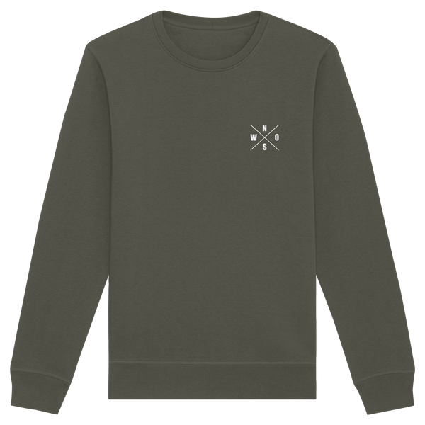 N.O.S.W. BLOCK Gegen Rechts Sweater "HANDBALLFANS GEGEN RECHTS" beidseitig bedruckter Männer Organic Basic Sweatshirt khaki front