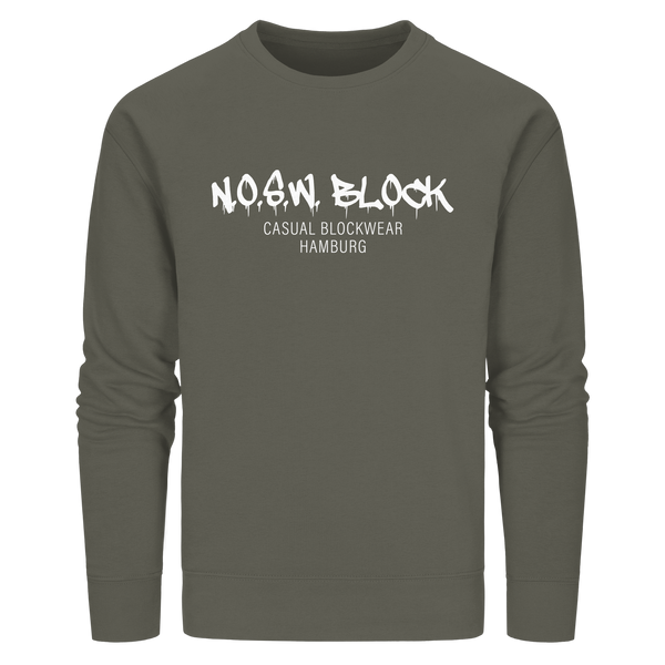 N.O.S.W. BLOCK Sweater "N.O.S.W. BLOCK CASUAL BLOCKWEAR HAMBURG" Männer Organic Kapuzenpullover khaki