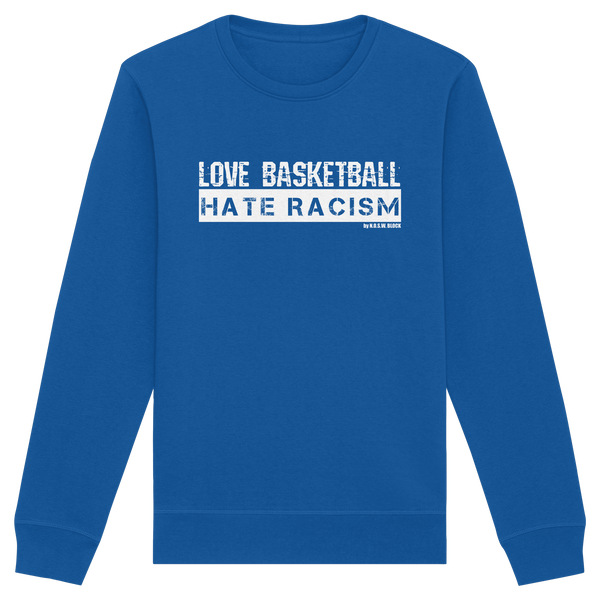 N.O.S.W. BLOCK Gegen Rechts Sweater "LOVE BASKETBALL HATE RACISM" Männer Organic Basic Sweatshirt royal blue