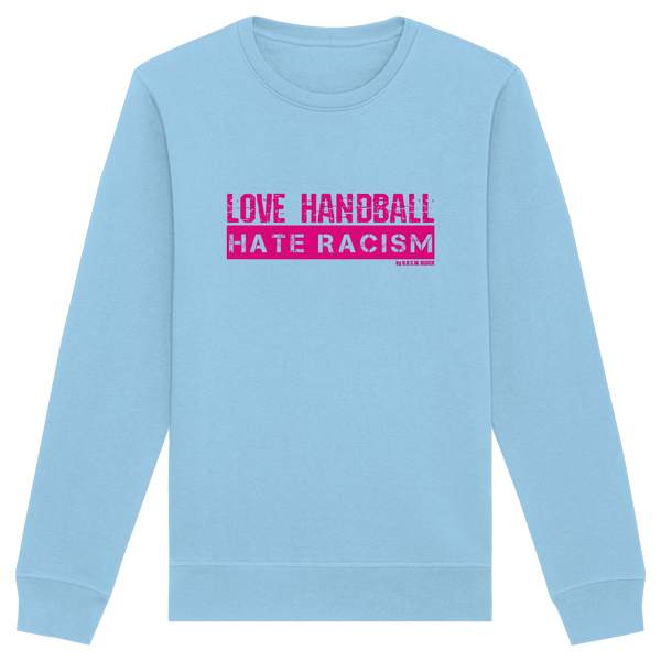 "LOVE HANDBALL HATE RACISM" magenta - Organic Basic Unisex Sweatshirt