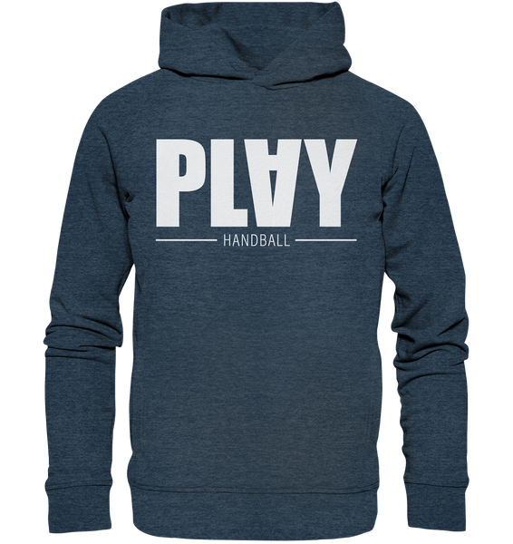 N.O.S.W. BLOCK Fanblock Hoodie "PLAY HANDBALL" Organic Fashion Kapuzenpullover dark heather blue