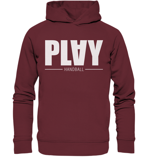 N.O.S.W. BLOCK Fanblock Hoodie "PLAY HANDBALL" Organic Fashion Kapuzenpullover weinrot