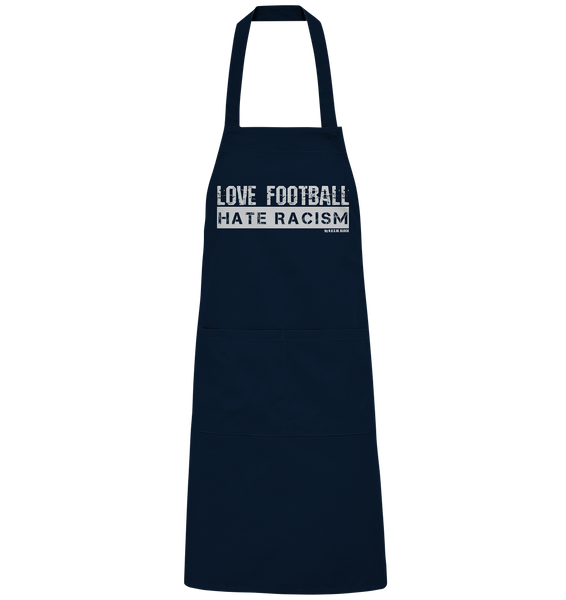 N.O.S.W. BLOCK Homestuff Schürze "LOVE FOOTBALL HATE RACISM" Organic Grillschürze navy