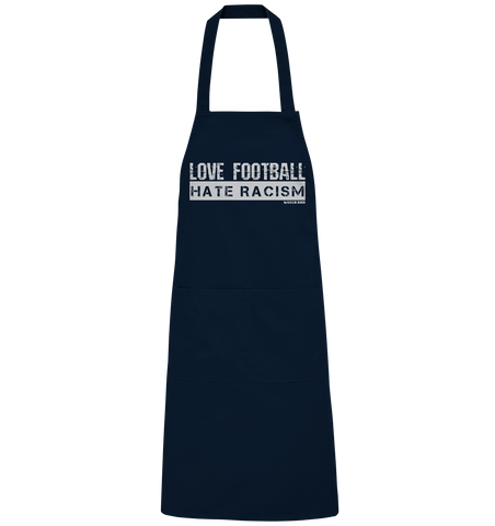 N.O.S.W. BLOCK Homestuff Schürze "LOVE FOOTBALL HATE RACISM" Organic Grillschürze navy