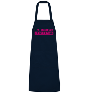 N.O.S.W. BLOCK Homestuff Schürze "LOVE HANDBALL HATE RACISM" Organic Grillschürze navy