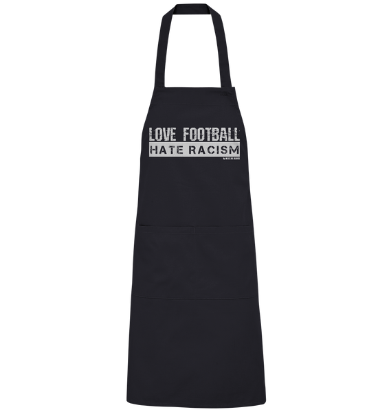 N.O.S.W. BLOCK Homestuff Schürze "LOVE FOOTBALL HATE RACISM" Organic Grillschürze black