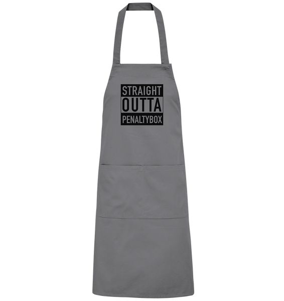 N.O.S.W. BLOCK Homestuff Schürze "STRAIGHT OUTTA PENALTYBOX" Organic Grillschürze dark grey