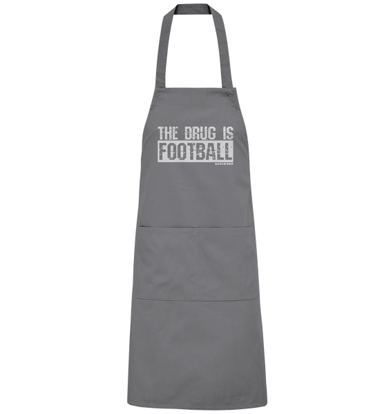 N.O.S.W. BLOCK Homestuff Schürze "THE DRUG IS FOOTBALL" Organic Grillschürze dark grey
