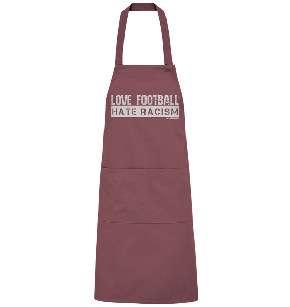 N.O.S.W. BLOCK Homestuff Schürze "LOVE FOOTBALL HATE RACISM" Organic Grillschürze ancient pink