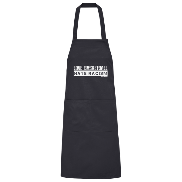 N.O.S.W. BLOCK Homestuff Schürze "LOVE BASKETBALL HATE RACISM" Organic Grillschürze black