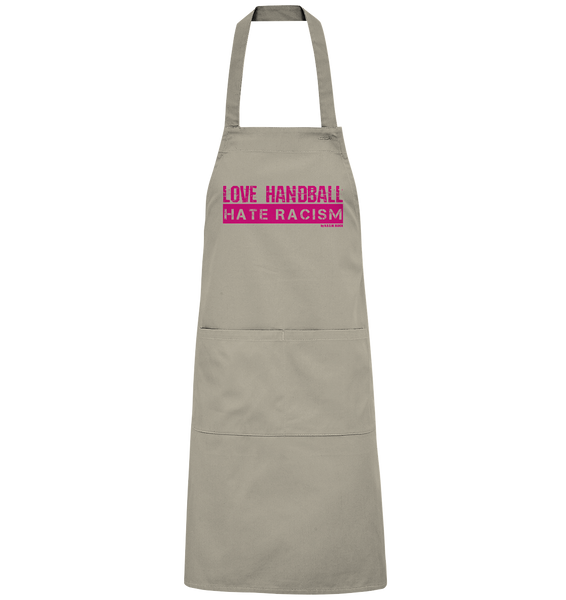 N.O.S.W. BLOCK Homestuff Schürze "LOVE HANDBALL HATE RACISM" Organic Grillschürze rope