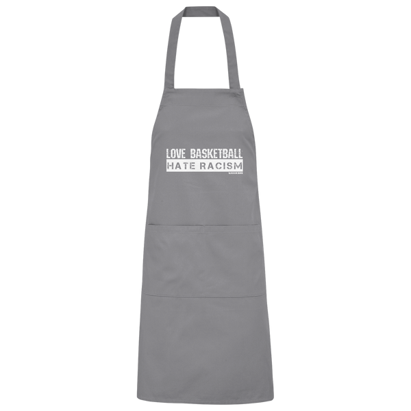 N.O.S.W. BLOCK Homestuff Schürze "LOVE BASKETBALL HATE RACISM" Organic Grillschürze dark grey