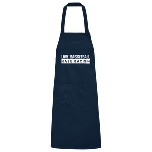 N.O.S.W. BLOCK Homestuff Schürze "LOVE BASKETBALL HATE RACISM" Organic Grillschürze navy