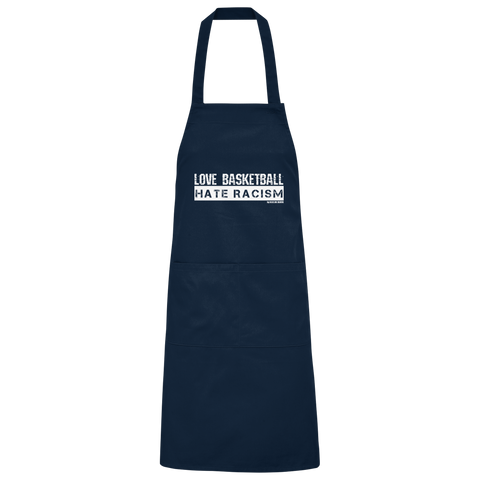 N.O.S.W. BLOCK Homestuff Schürze "LOVE BASKETBALL HATE RACISM" Organic Grillschürze navy