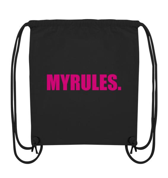 N.O.S.W. BLOCK Shirt "MYRULES." Girls Organic T-Shirt (100% Bio-Baumwolle) - Organic Gym-Bag