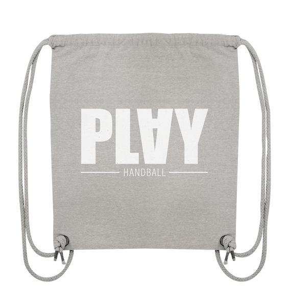 N.O.S.W. BLOCK Fanblock Gym Bag "PLAY HANDBALL" Organic Turnbeutel heather grau