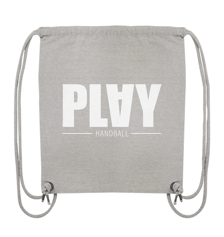 N.O.S.W. BLOCK Fanblock Gym Bag "PLAY HANDBALL" Organic Turnbeutel heather grau