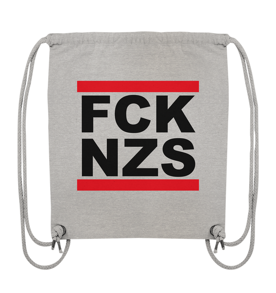 N.O.S.W. BLOCK Gegen Rechts Gym Bag "FCK NZS" Organic Turnbeutel heather grey